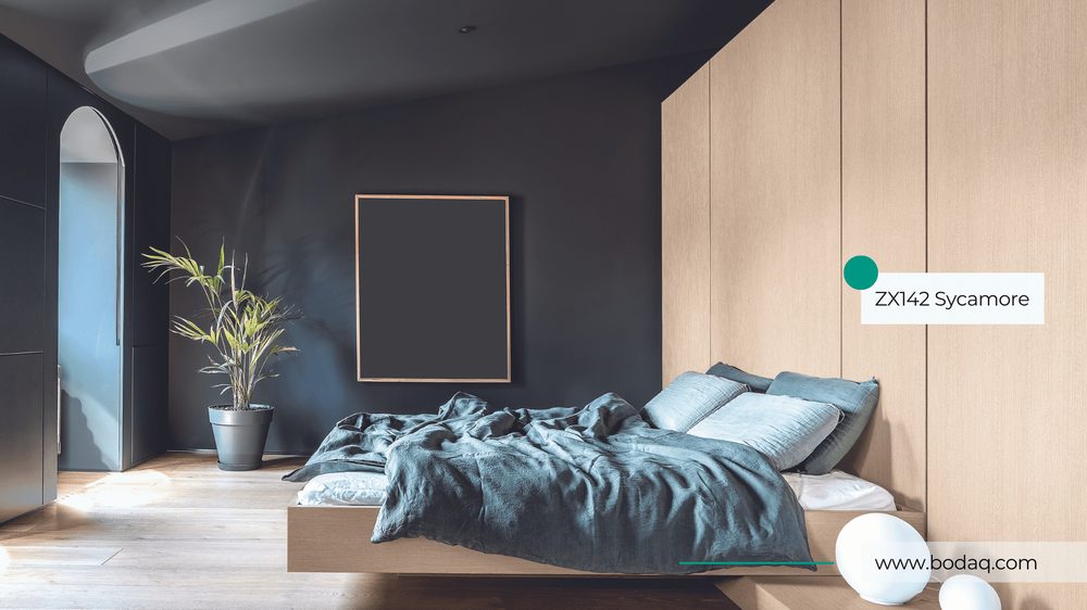 Bedroom feature wall with architectural film
