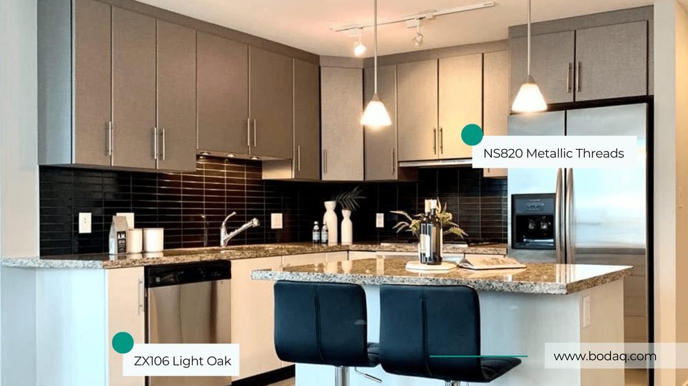 Residential kitchen with refinished cabinets